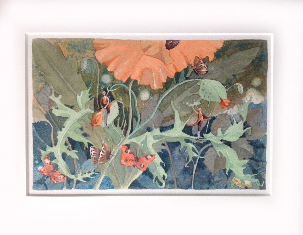 POPPY FAIRIES 7x10 inches - mount 15x18 inches £130 plus postage.